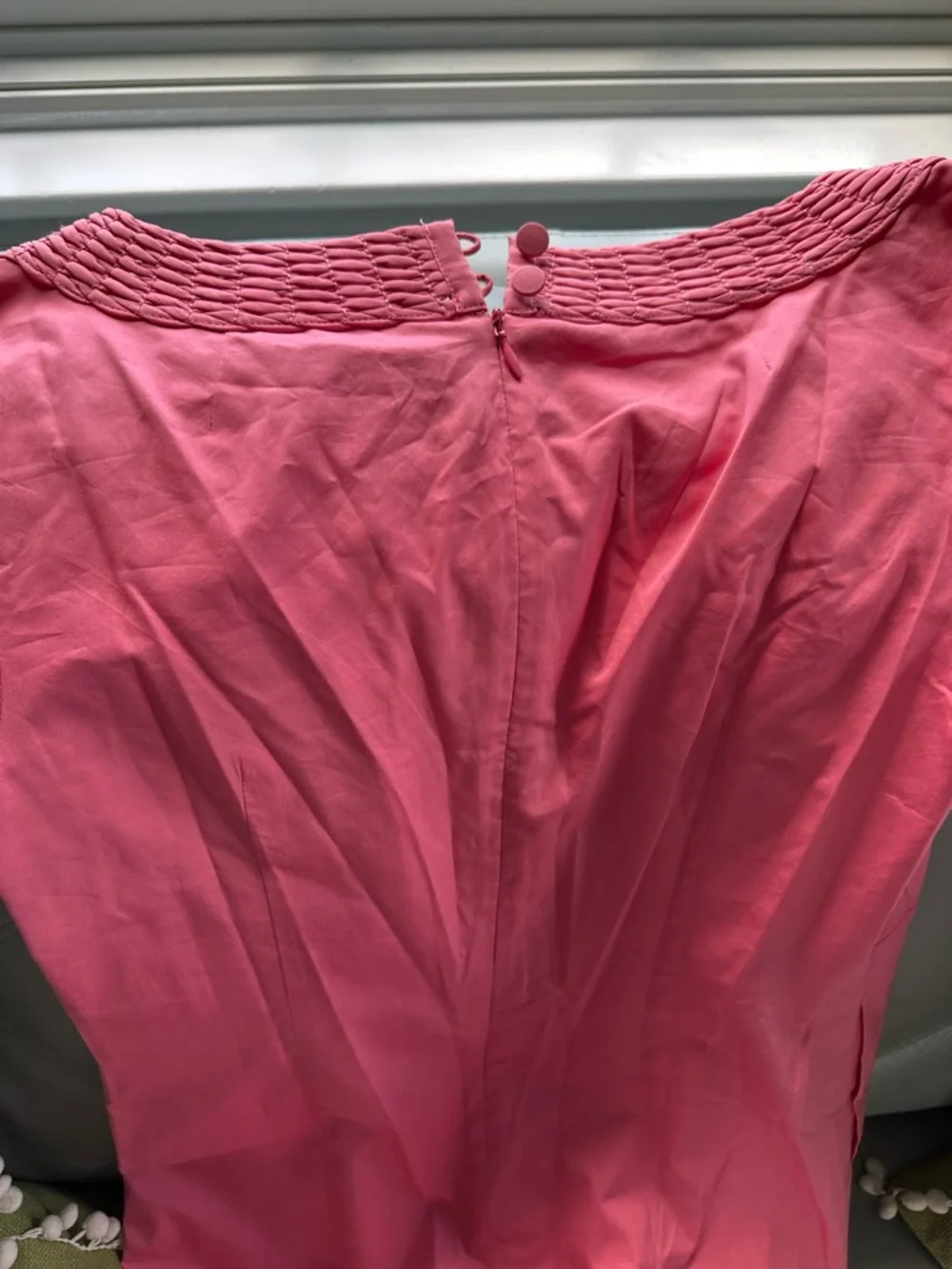 J. Crew Coral Pink Smocked Neck Shift Dress - Picture 3 of 6